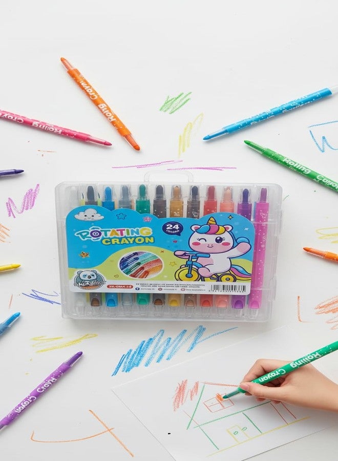 Skoolster Rolling Crayon Twistable Color Set With Premium Hard Box, Bright & Playful Colors, Smooth Japanese Technology, Perfect For Kids & Young Artists,Ink Color-Multicolor(Unicorn-24,LightBlue) - Image 5